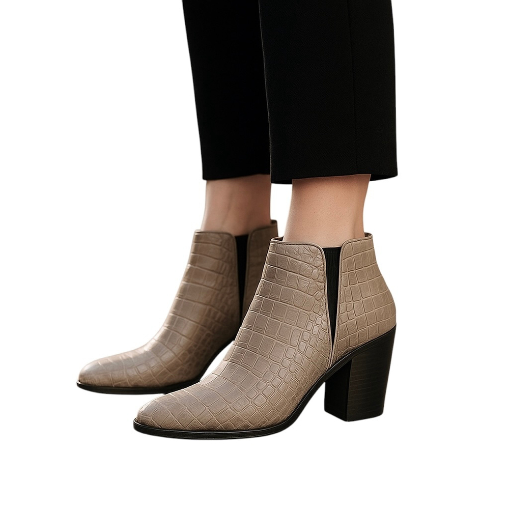 Giuseppe Zanotti Olive Gray Reptile Leather Booties Size 6.5